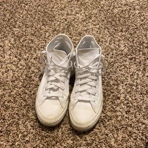 White Monochrome High Top Converse Womens Size 8